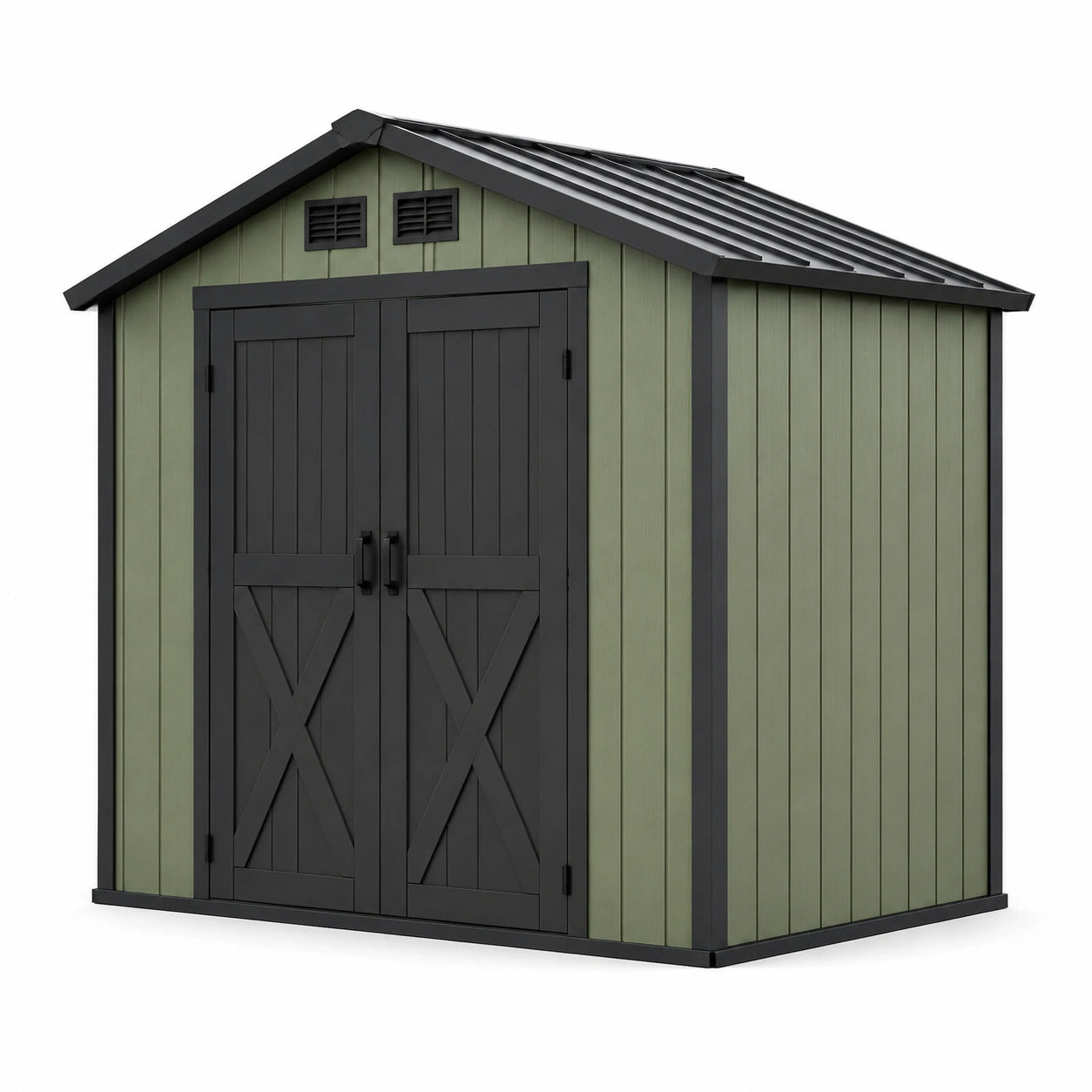 Abri de jardin en composite vert et noir avec double porte 300x200x250 cm