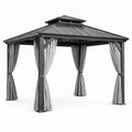 Pavillon en aluminium avec rideaux en polyester gris 3x3m