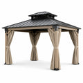 Pavillon de Jardin en Aluminium avec Toit en Acier et Toile Beige