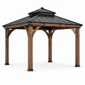 Pavillon en bois avec toit en métal noir 3m x 3m