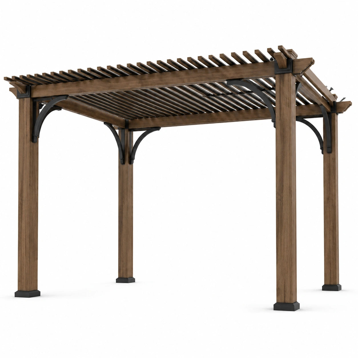 Pergola de jardin en bois et acier marron 300x300x250 cm