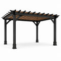 Pergola en aluminium noir avec toit en bois d'acacia 300x400 cm