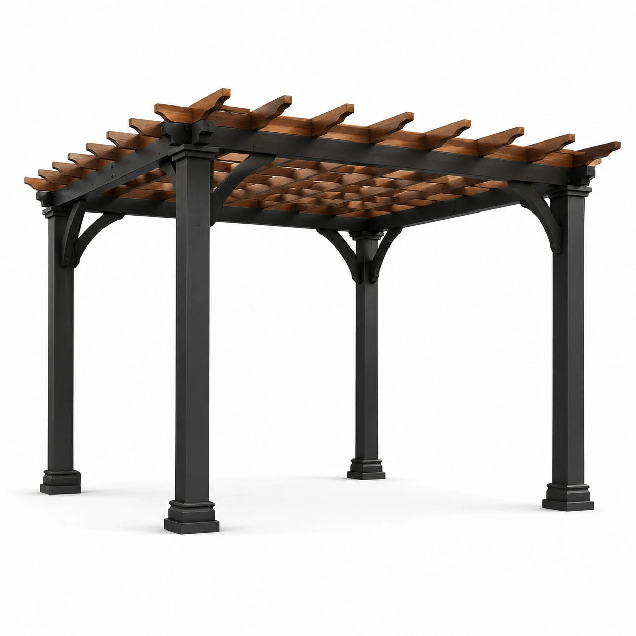 Pergola en bois et métal noir 300x300x240 cm