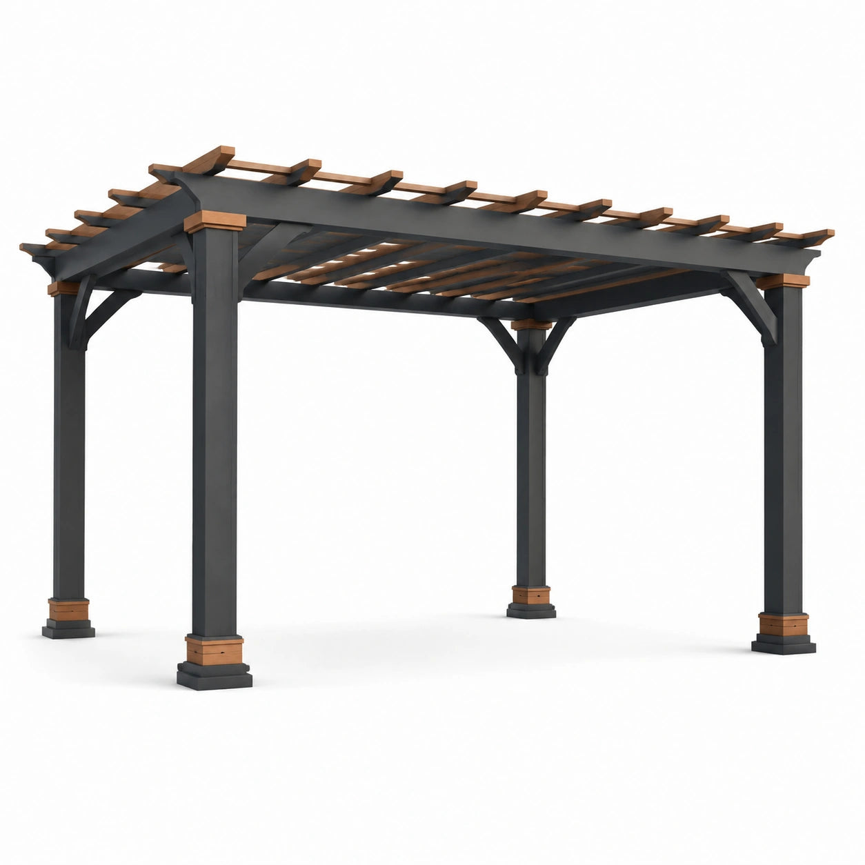 Pergola en aluminium et bois noir 3x3 m