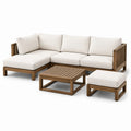 Ensemble modulaire en bois avec coussins en tissu beige