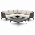 Ensemble de salon de jardin en aluminium avec coussins beiges