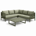 Ensemble de jardin en aluminium avec coussins en polyester vert