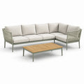 Ensemble de Salon de Jardin en Aluminium et Bois avec Coussins en Polyester Gris Clair