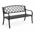 Banc de jardin en acier noir avec dossier décoratif