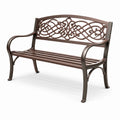 Banc de jardin en fer brun avec dossier décoratif