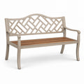 Banc de jardin en bois et aluminium beige et marron 120 cm