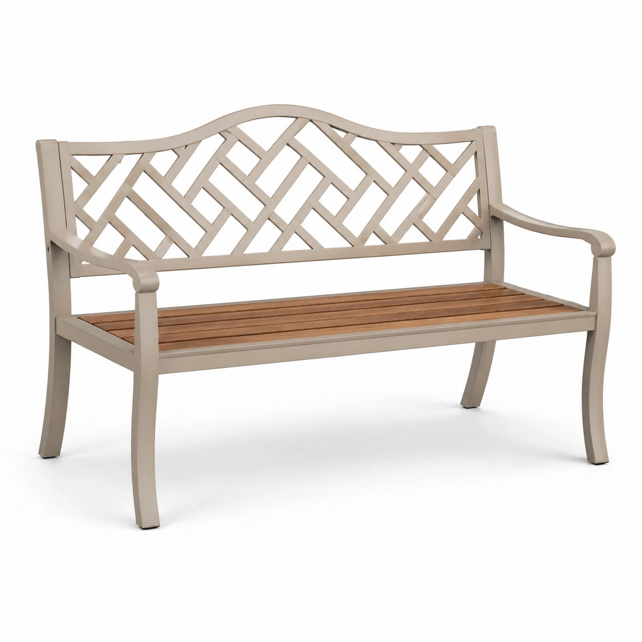 Banc de jardin en bois et aluminium beige et marron 120 cm