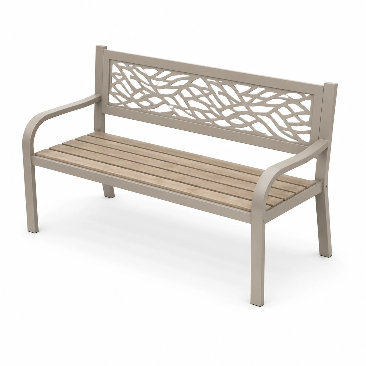 Banc de jardin en métal et sapin beige 120 cm