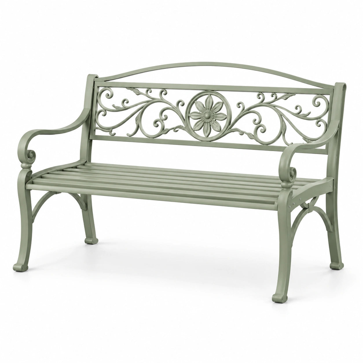 Banc de jardin en métal avec motif floral 122 cm