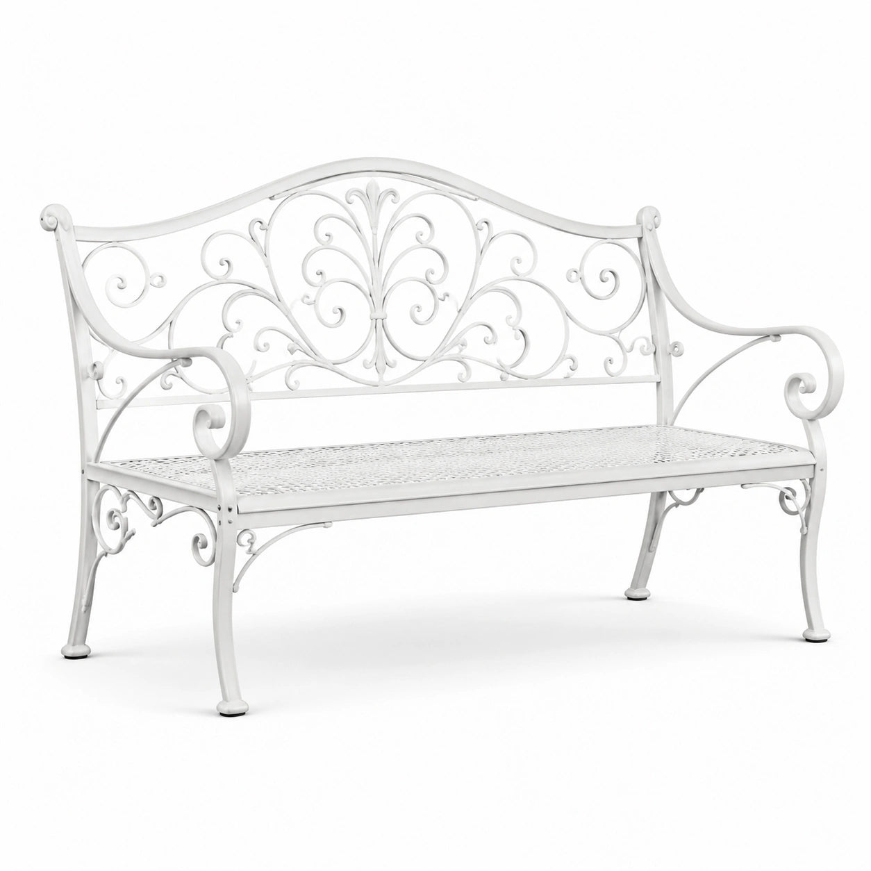 Banc de jardin en fer forgé blanc 120 cm
