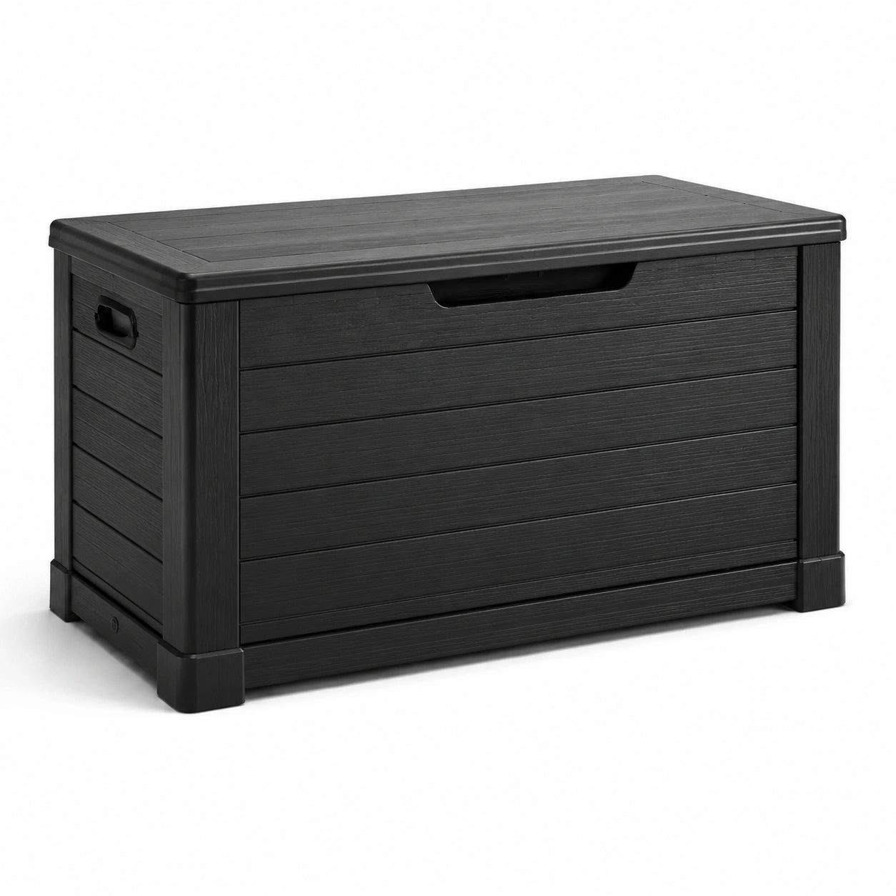 Coffre de rangement en plastique noir pour intérieur et extérieur