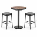 Ensemble table haute en bois et métal avec tabourets rembourrés