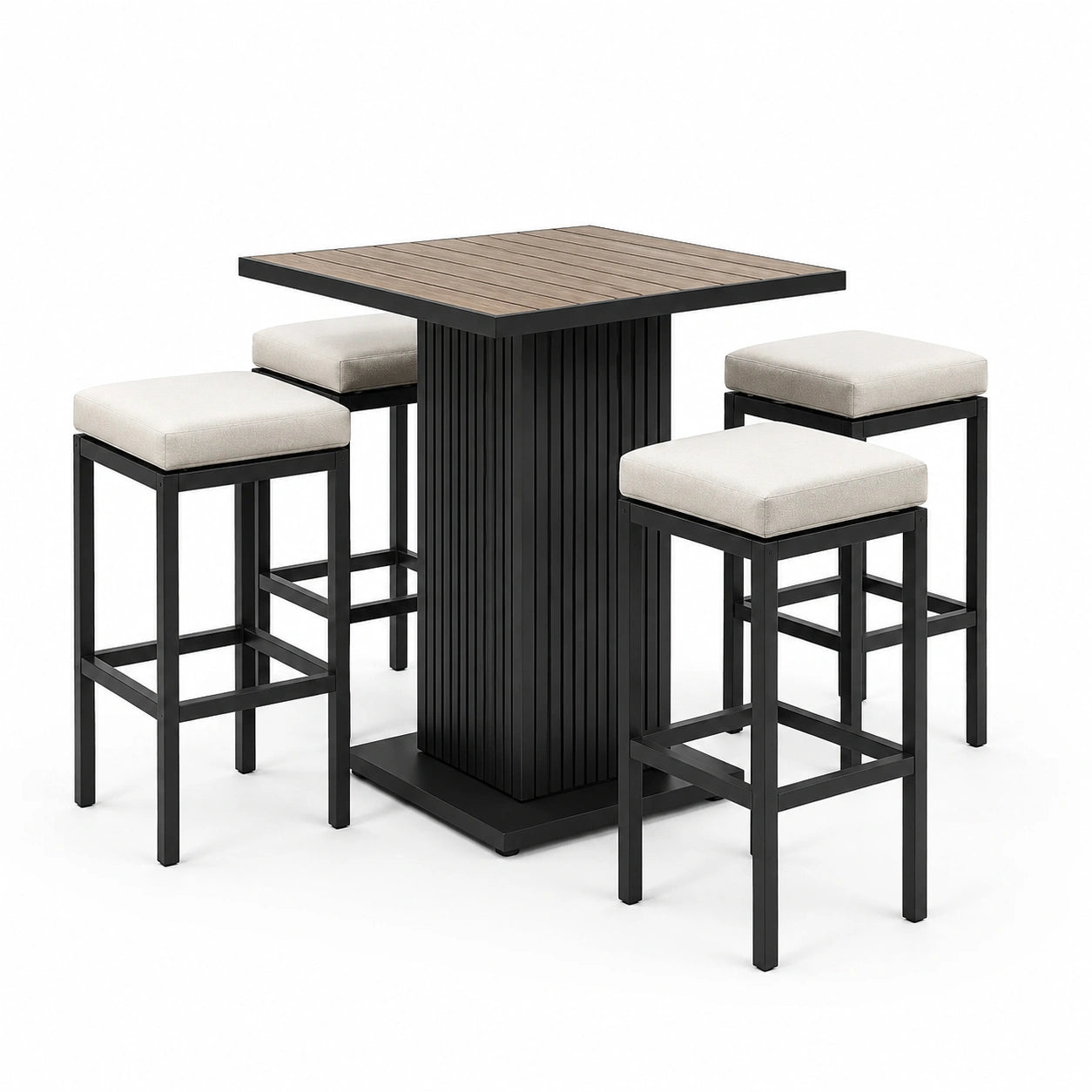 Ensemble de table haute en métal et composite avec 4 tabourets