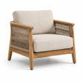 Fauteuil en bois de teck et corde en coton beige