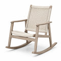Chaise à bascule en bois de chêne et corde tressée blanc cassé